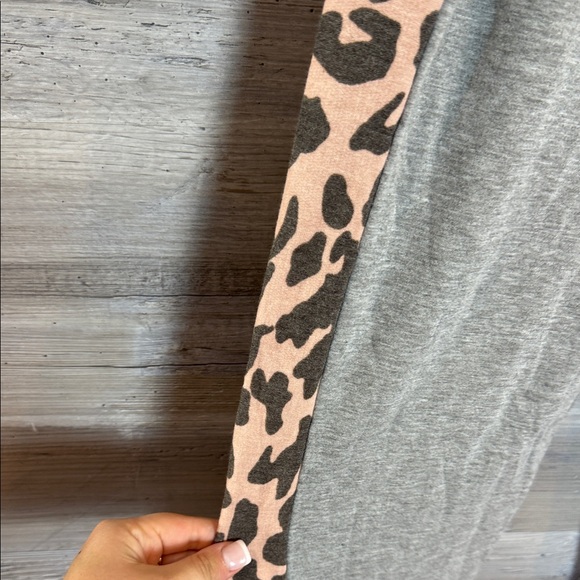 White Birch Gray Joggers with Leopard Print Sides - Picture 4 of 7